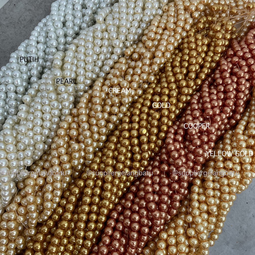 MUTIARA BERAT 6 MM SEMUA WARNA LENGKAP MUTSIN mutiara sintetis renceng berkualitas