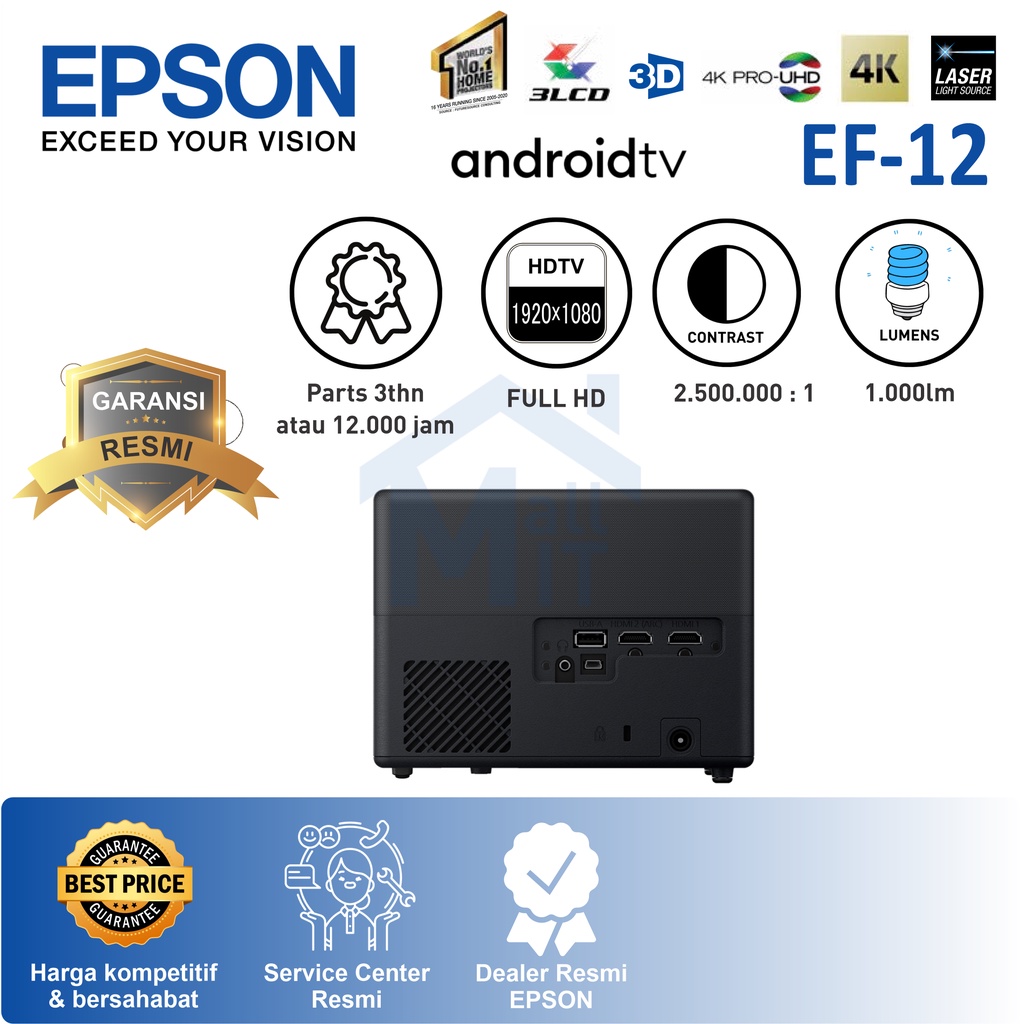 (PACKING KAYU) MDN PROJECTOR EPSON EF-12 EF12 EF 12 FULL HD 1.000 LUMENS