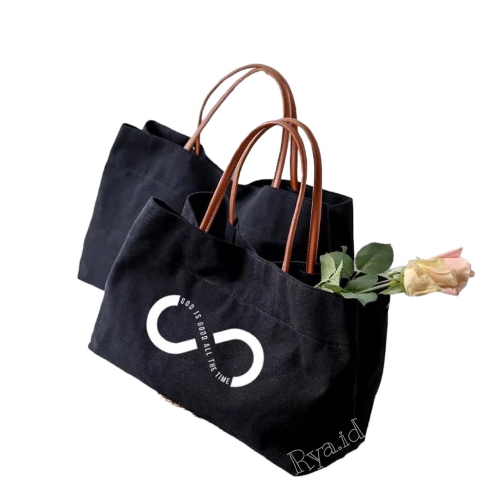 Rya.id - Tote Bag Wanita Terbaru Big Size Good Is Good Totebag Wanita Simple Lucu Korea Style Wanita Kantor Santai Casual