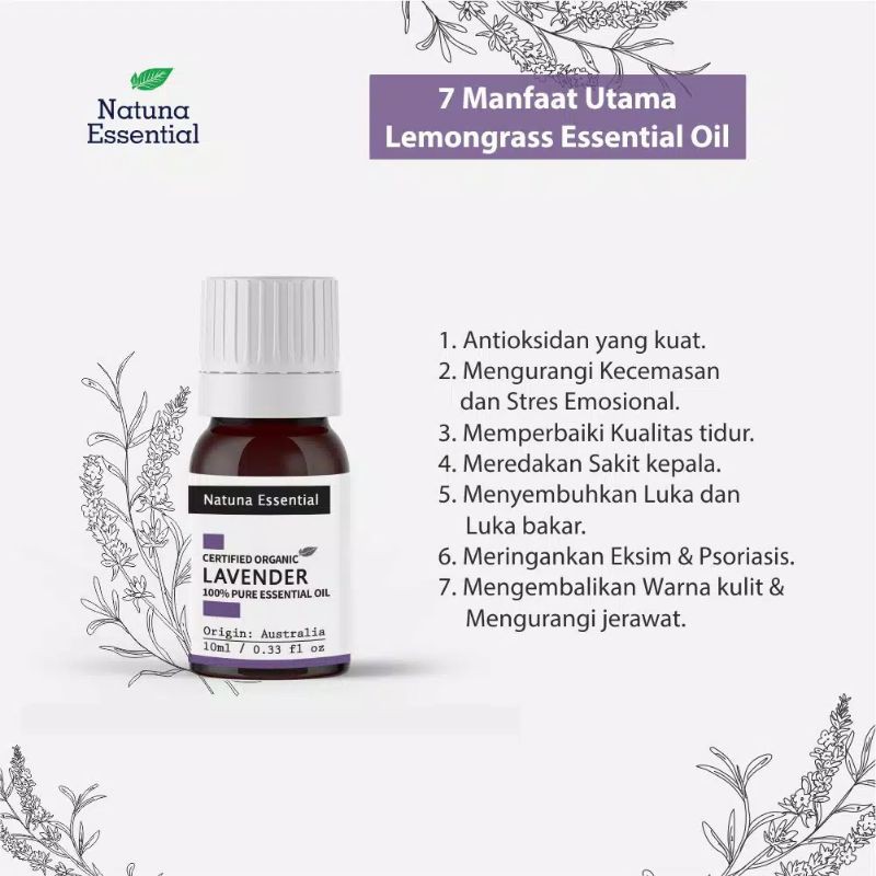 Natuna Lavender Essential Oil Minyak Essensial Atsiri Aroma Terapi EO Diffuser Difuser Humidifier