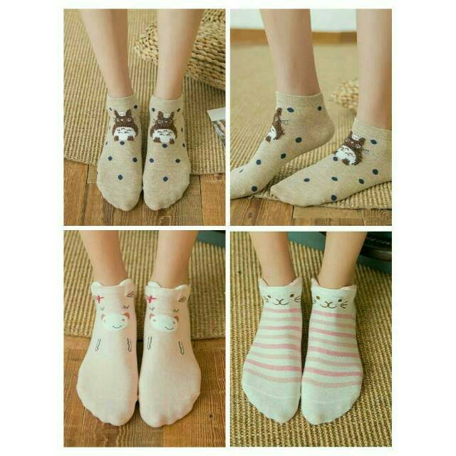  GOHSHOP Kaos  kaki  fashion cewek motif unik  lucu kaos  