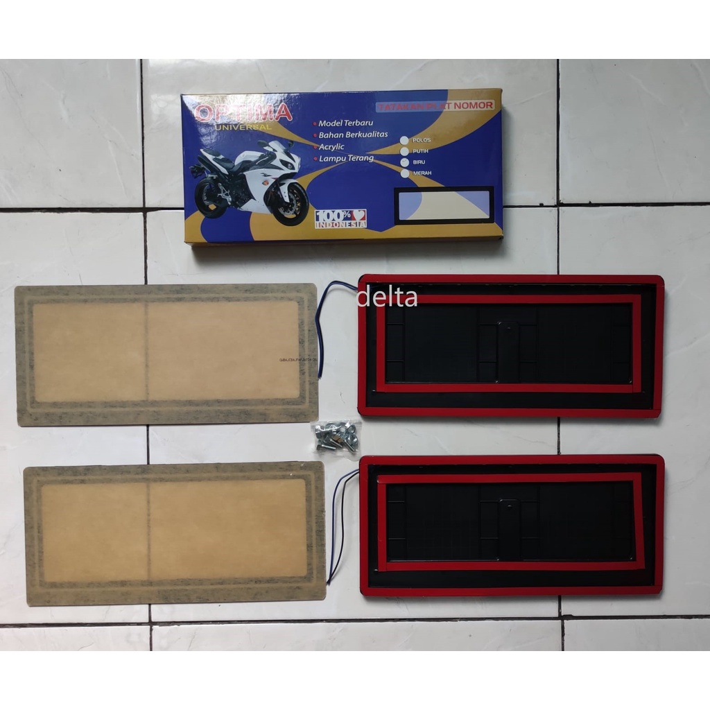 Tatakan Plat Nomor Akrilik Sepeda MOTOR 2pcs LED Putih dan Biru