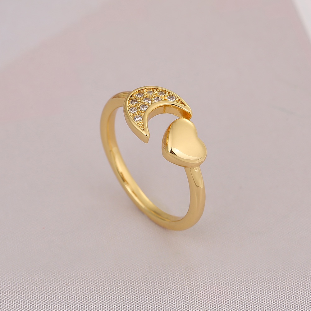 Pribadi ornamen aksesoris love moon cincin tren retro kecil cincin wanita