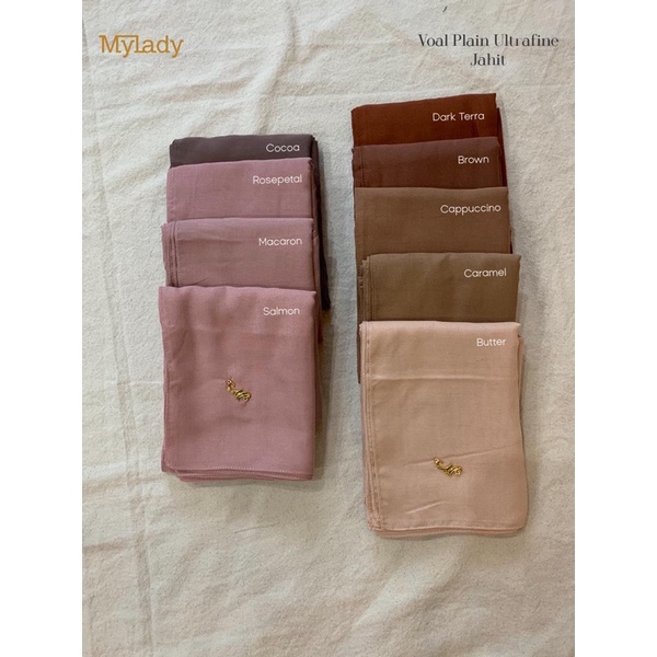 Part 1 Mylady Hijab Plain Voal Ultrafine by Myladyhijab dark mustard silver broken white optic white-5