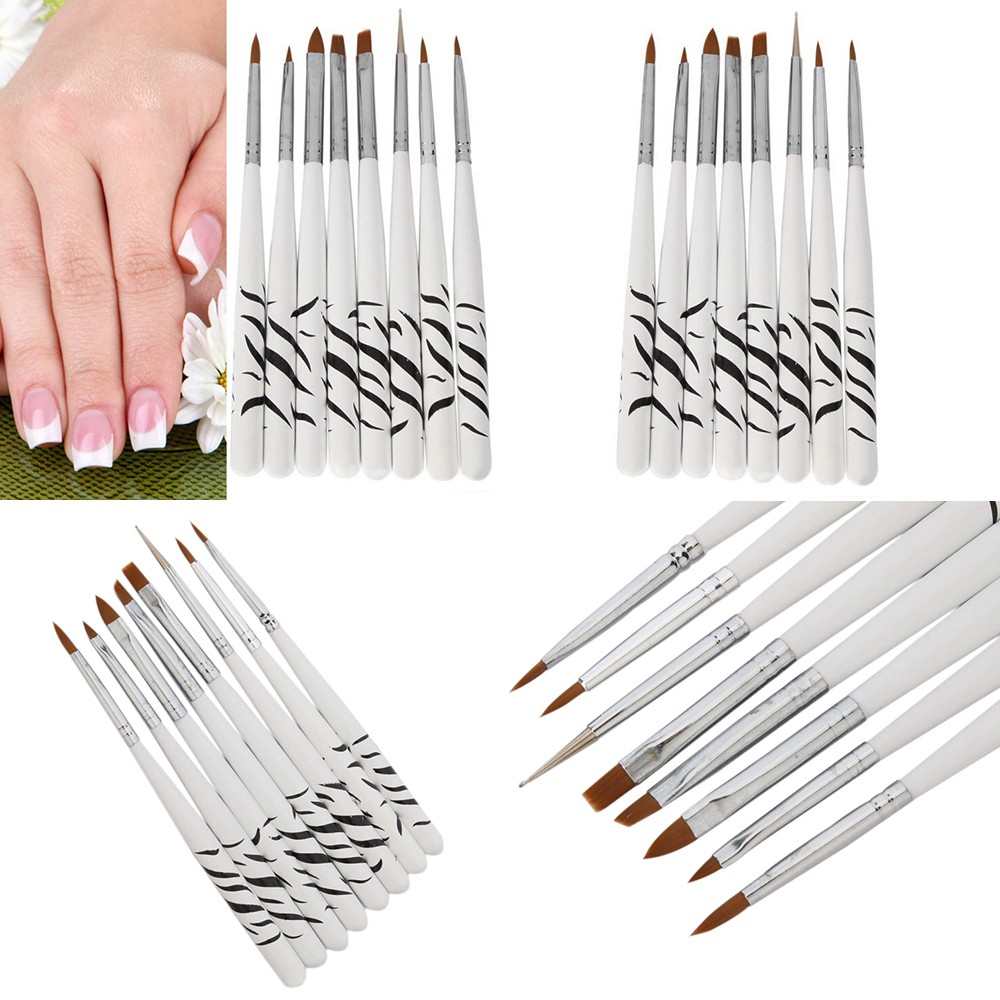 

Brush Kutek Kuku Zebra Nail Art 8 PCS - White