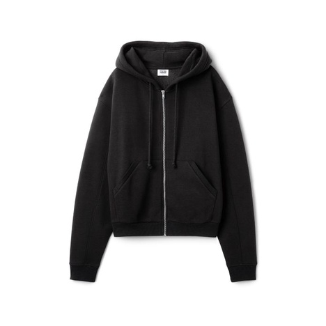 Jaket Hoodie Wanita Polos Oversize Lengan Panjang Babyterry-Hitam