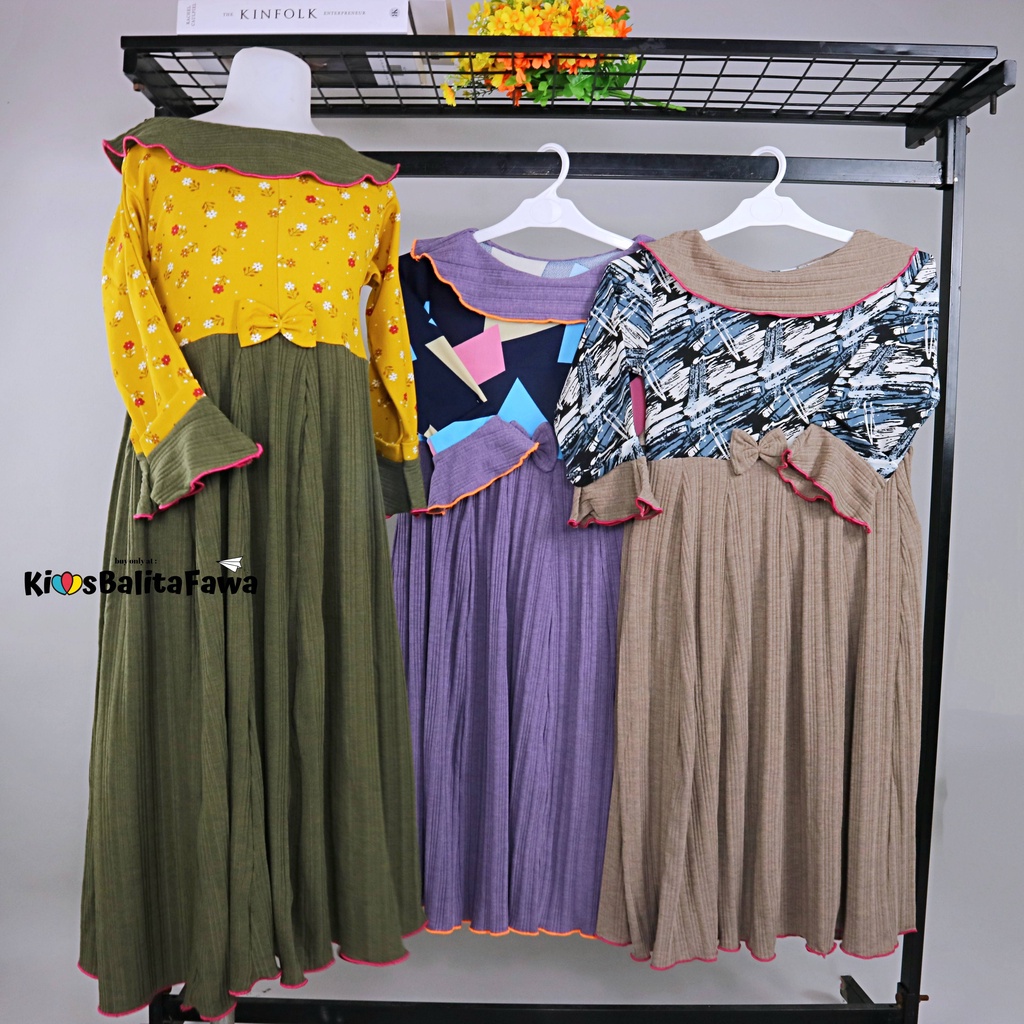 Long Dress Jessika uk 6-7 Tahun [EXPORT] Dres Ngaji Baju Anak Perempuan Panjang Murah Gamis Muslim