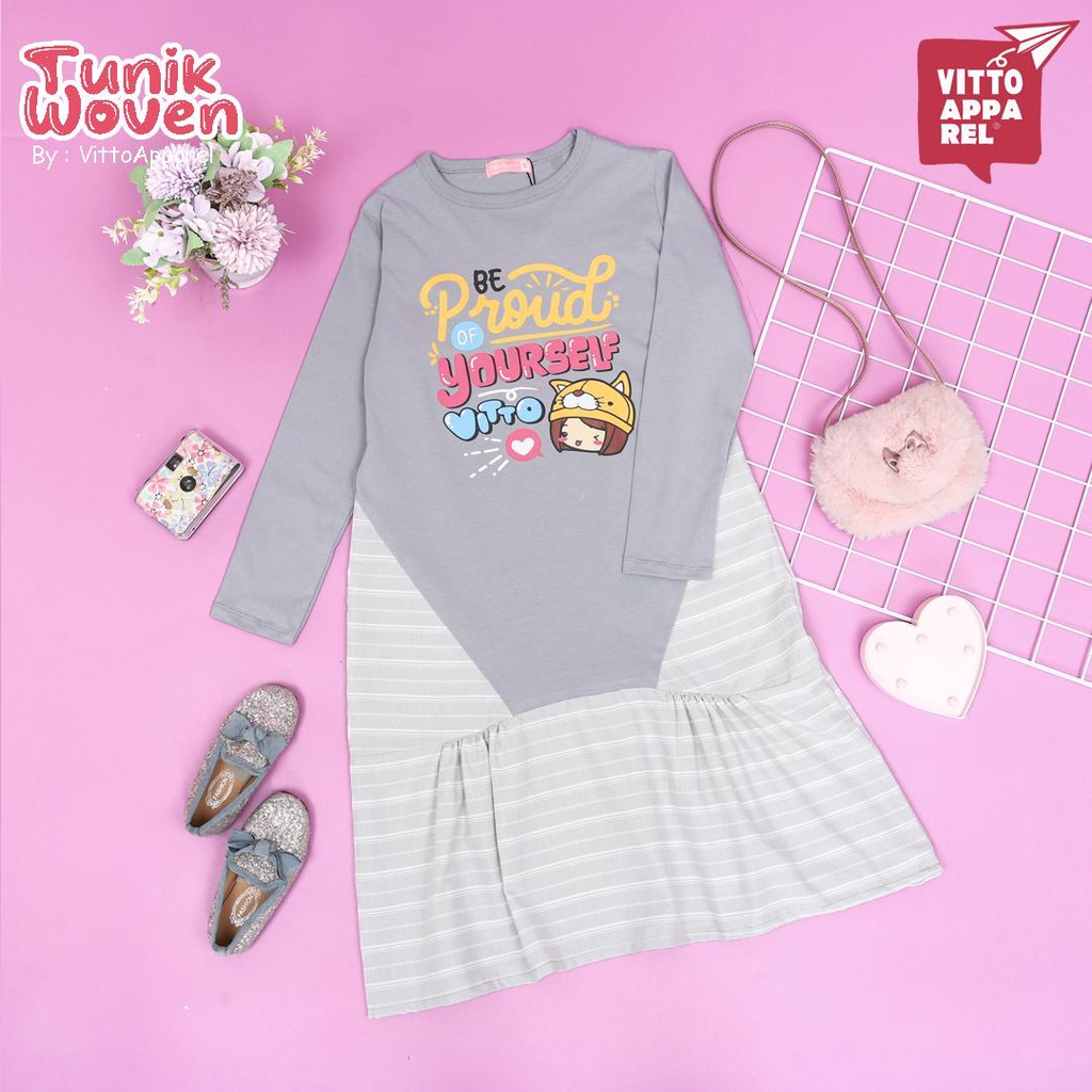 Kaos Tunik Anak Perempuan Woven Anak By Vitto Kidswear