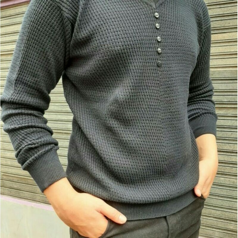 Sweater Rajut Coodrony Sweater Pria V Neck men casual Pullover Autumn Slim Termurah-5
