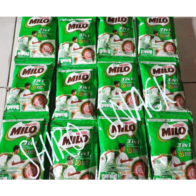 

Susu milo 3 in 1 kemasan sachet isi 10