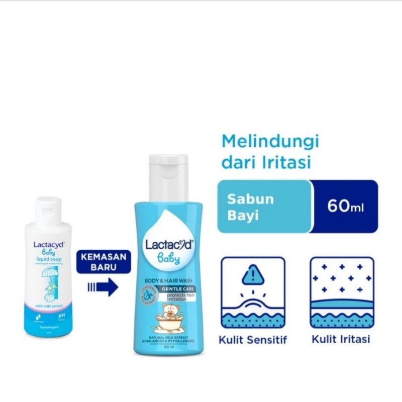 Lactacyd Baby Sabun Shampo 2in1 Head n Body 500ml Kulit Sensitif Melembabkan Kulit Bayi Kemasan PUMP