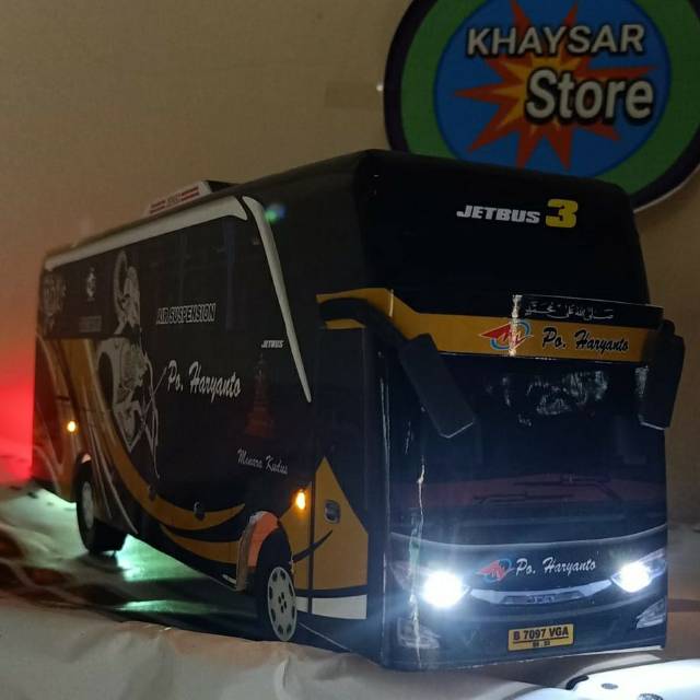 miniatur bus bis mainan bus bis shd haryanto rama shinta plus lampu