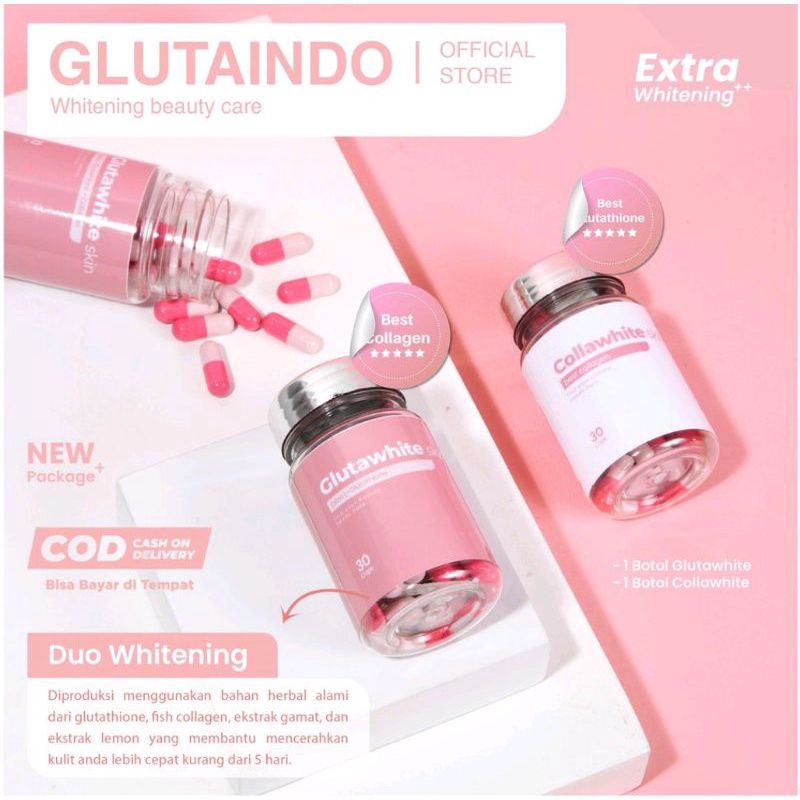 Obat Pemutih Collagen Glutaindo Collawhite & Glutawhite skin Pencerah Kulit Tubuh Bpom Original
