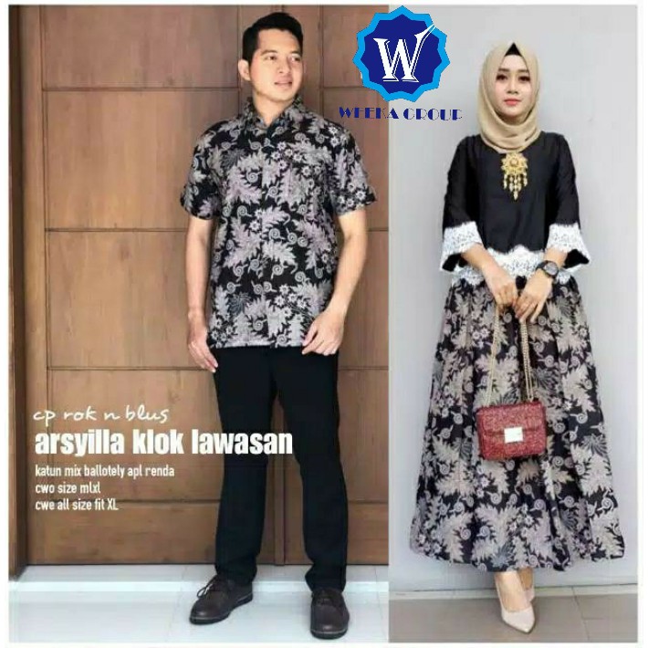 Couple Arsyilla Klok Lawasan Kemeja Batik Kebaya Batik Sarimbit Model Terbaru 2021 SALE Terbaru