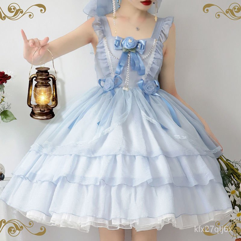 Elegant Lolita Dress Rose Dress Sweet Lolita Jsk Court Style Wedding Dress Suspender Princess Girls