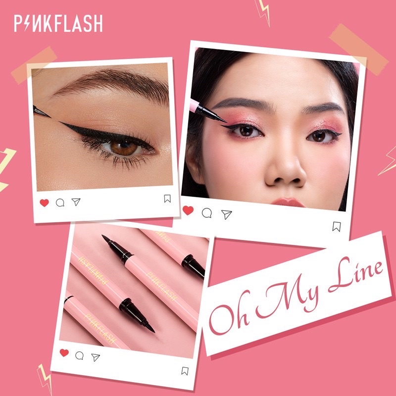 PINKFLASH Waterproof Easy Eyeliner #OhMyLine Liquid Eyeliner Evenly Pigmented Long Lasting Waterproof Black Pink Flash Eyeliner | Pf-E01