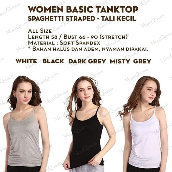 6 Pcs Singlet Tali Wanita Dewasa Jumbo / Tank Top Tali Wanita Dewasa Multi Color Berkualitas COD