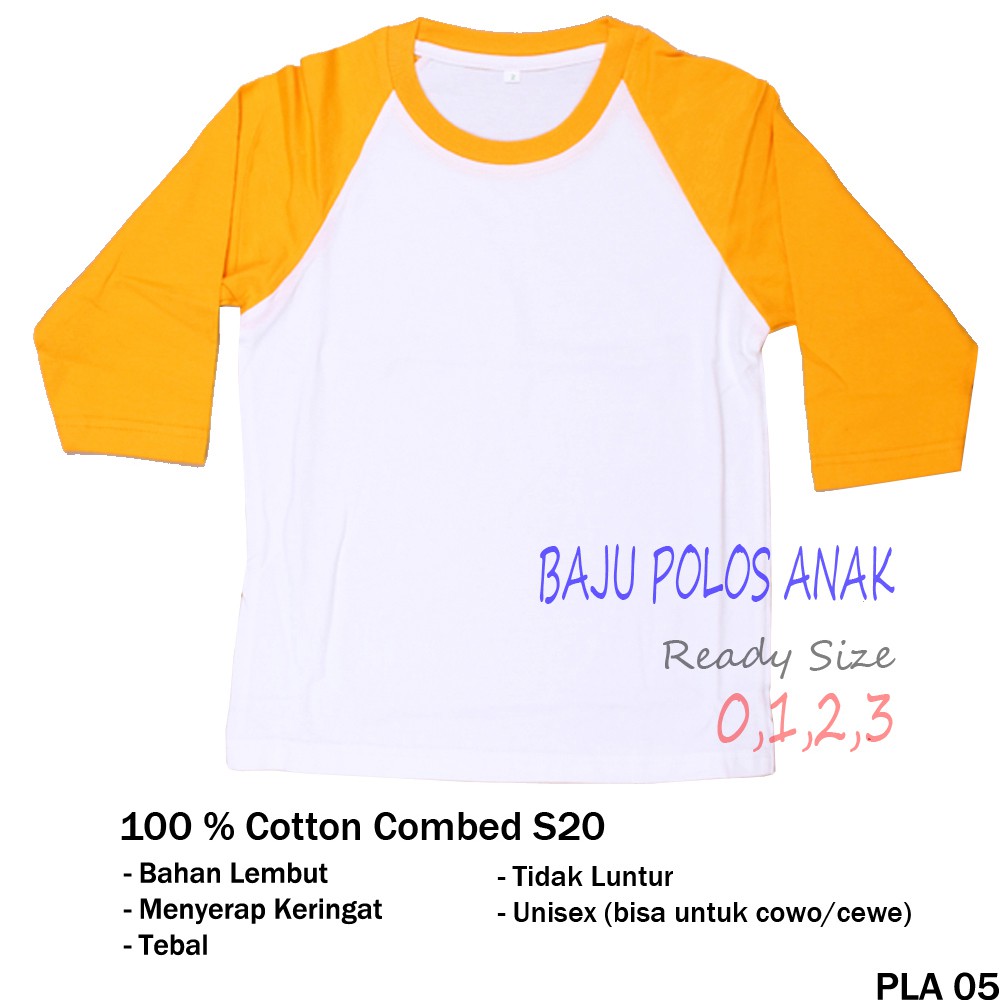 Kaos Raglan Anak Polos - PLA 05