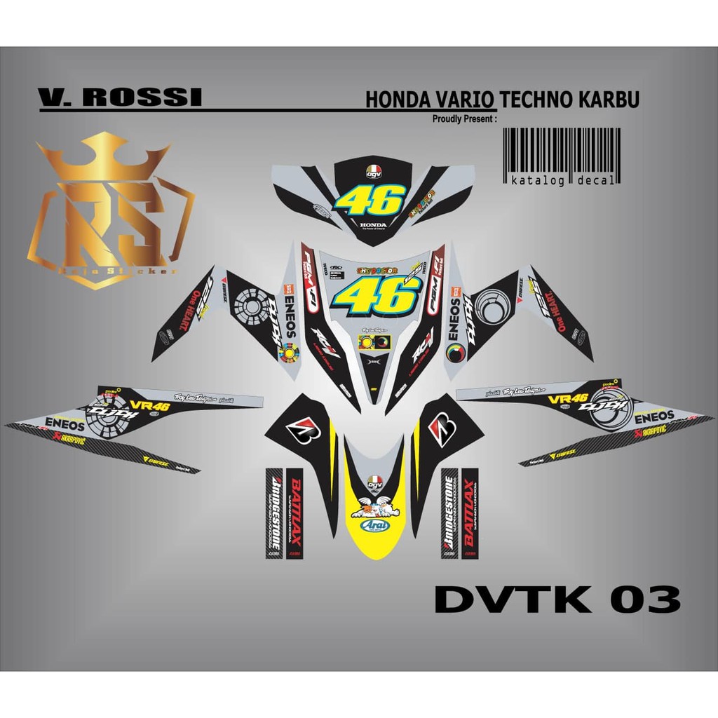 Decal Stiker / Sticker Vario Techno 110 Karbu ROSSI / DEKAL VARIO 110 KARBU FULL BODY V.ROSSI 03