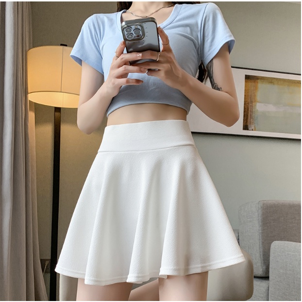 GirlWish Korean Sexy Mini Skort / Korean High Waist Tennis Mini Flared Skirt / Rok Pendek Tenis Korea / Mini Skirt Polos