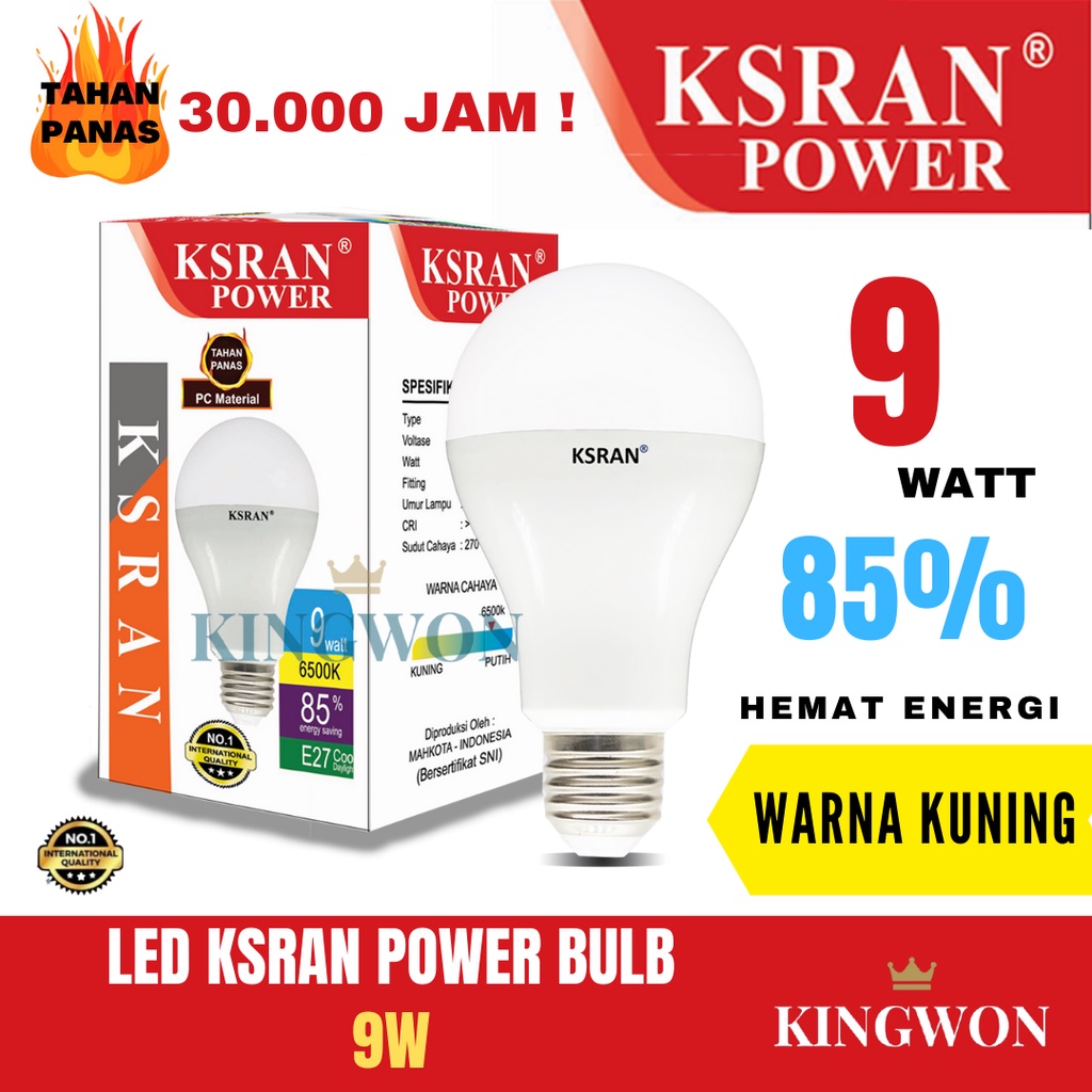 KSRAN Lampu LED 9 watt POWER - Kuning BULB