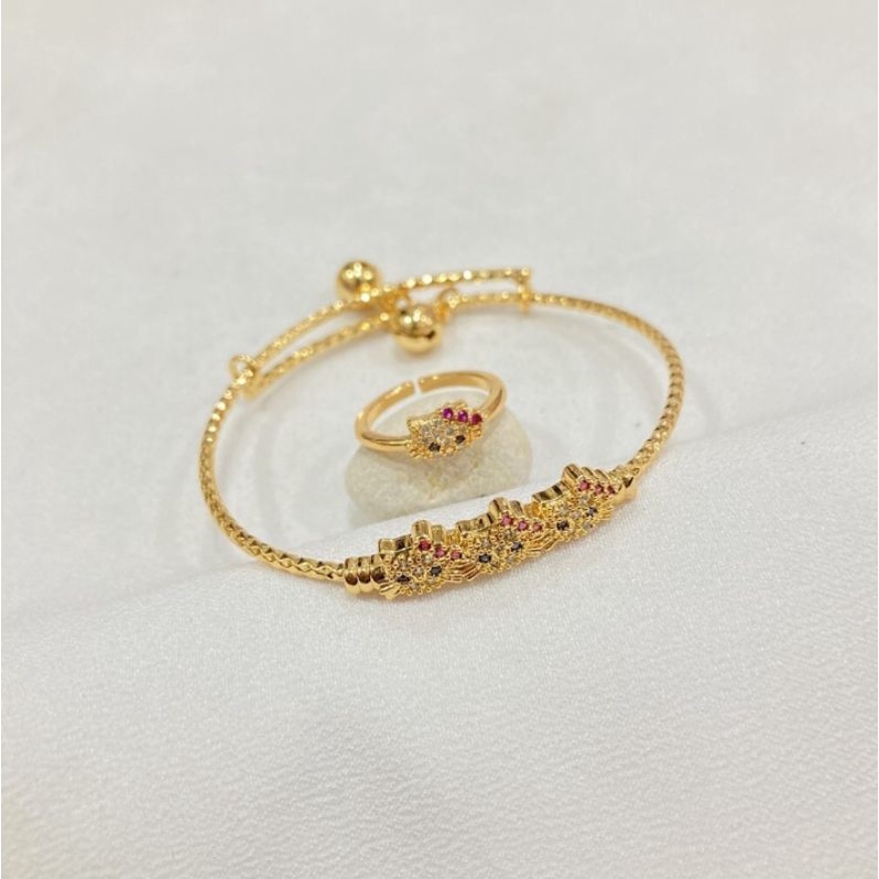 gelang set cincin anak hello kitty kpla 3 gold perhiasan anak titanium gold