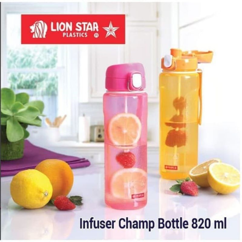 PROMO (Bisa COD) Lion Star Botol Infuser NH-80 820 ml / Bottle Minum Infuse Lemon Jeruk Saring /  Botol Plastik / Termos Botol air