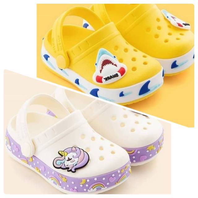 Baby Kid Sandal Unicorn Shark Sepatu Sandal Karet Baby Kid Sandal Unicorn Shark Sepatu Sandal Karet