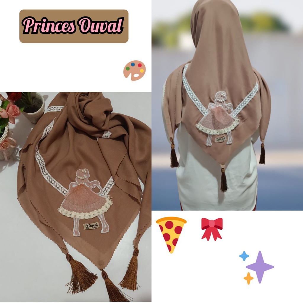 HIJAB SEGI EMPAT OUVAL PRINCES-MOCCA