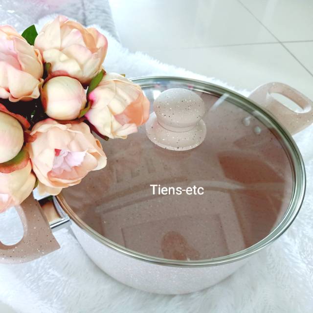 PANCI  24 CM /Casserole Keramik dengan Tutup Lid Glass BOLDe Beige Series