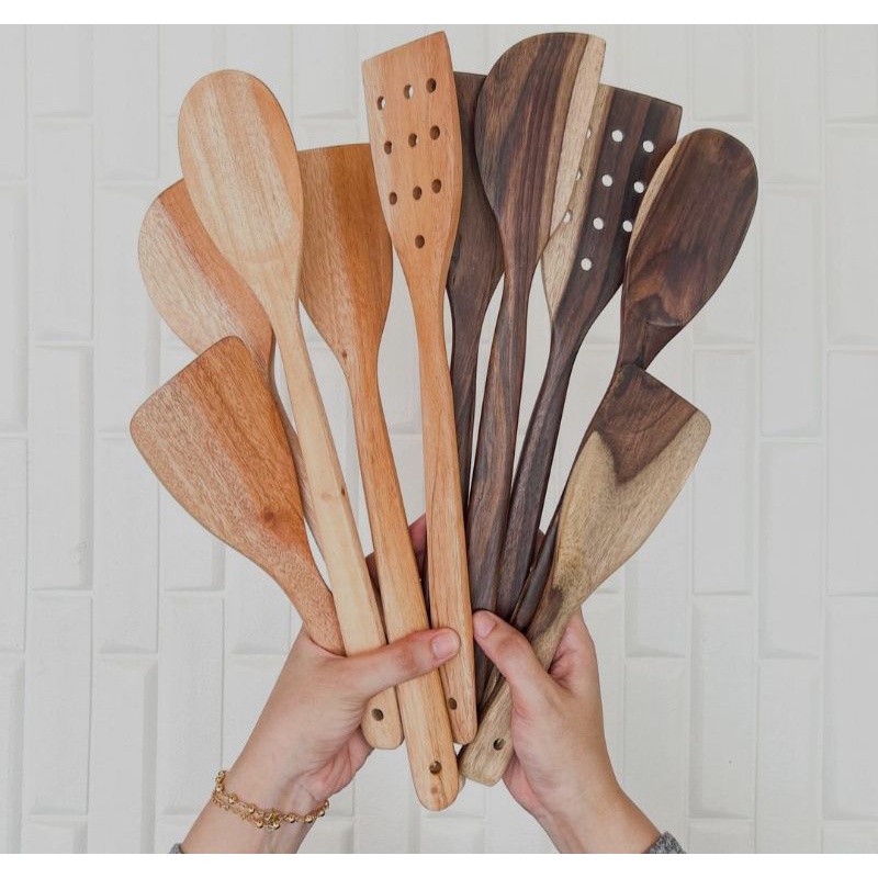 Jual Spatula kayu 1 set 5 pcs / Sutil kayu / Centong kayu / Sodet Kayu