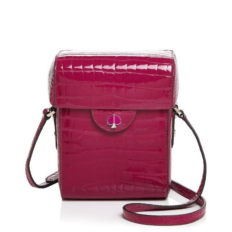 KS kate spade cleo croc embossed berry blitz north south small phone crossbody bag