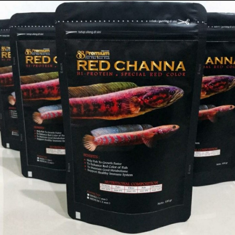 88 Premium RED Channa 2 mm - Pellet Pakan Makanan Ikan Pelet 100 gram