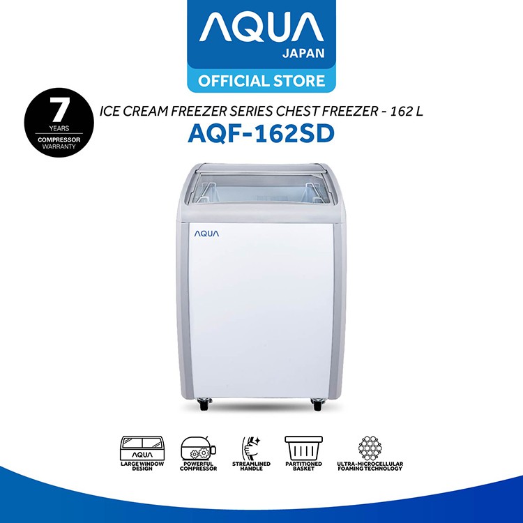 AQUA Japan AQF-162SD Chest Freezer 162L, Sliding Glass Door