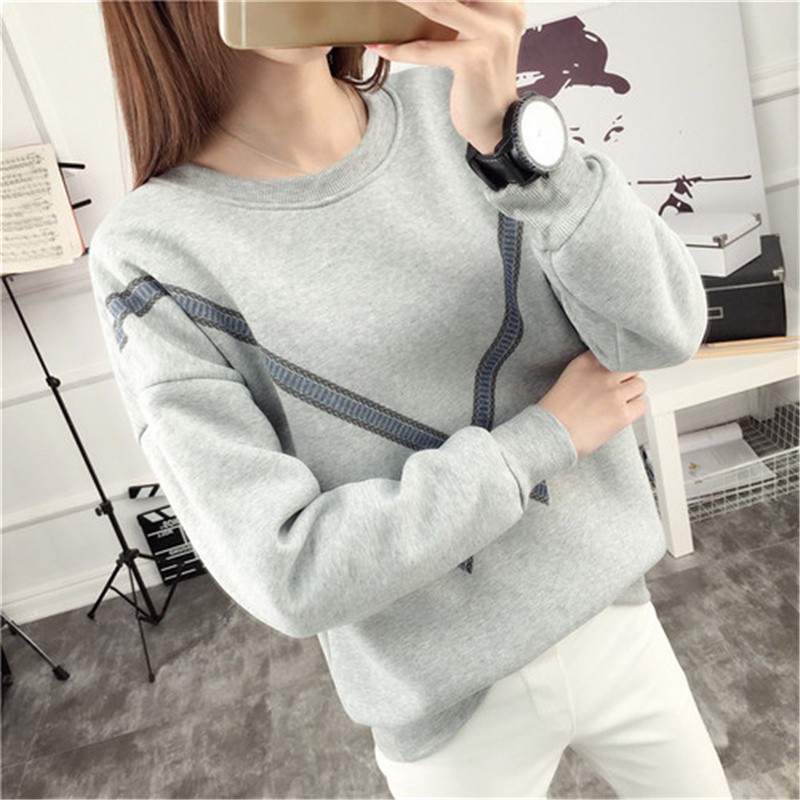 Sweater Kaos Longgar Wanita Lengan Panjang Pullover Motif Sweater Kaos Longgar Wanita Lengan Panjang Pullover Motif