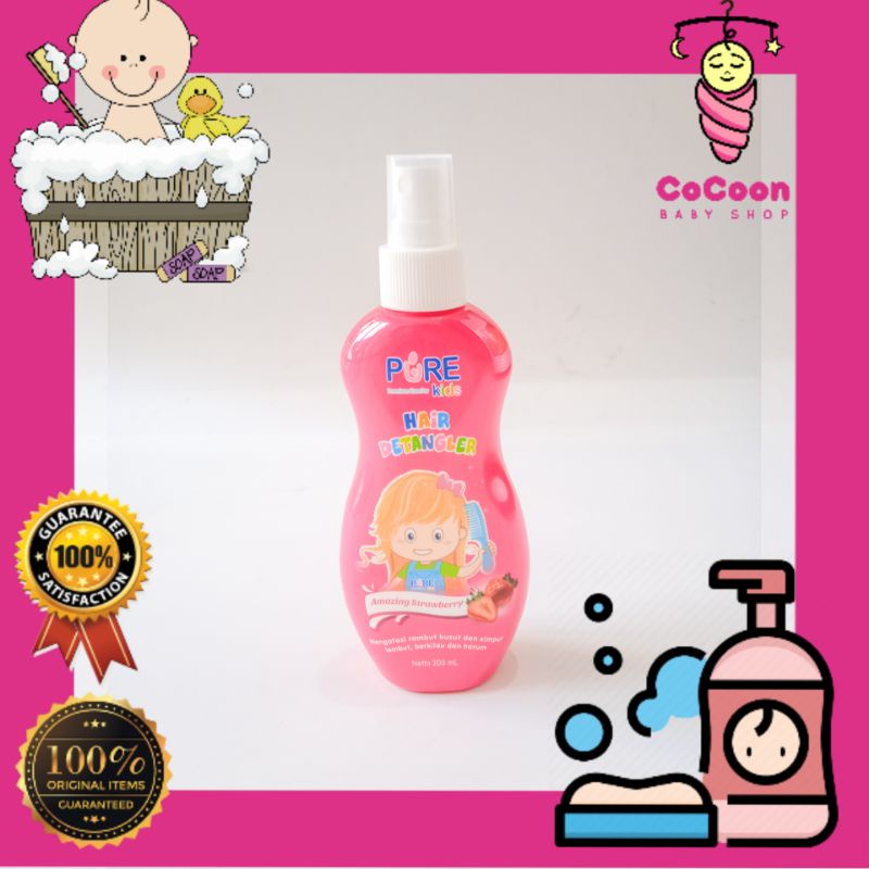 Pure Kids Hair Detangler  Amazing Strawberry 200ml / Spray Rambut Kusut Anak