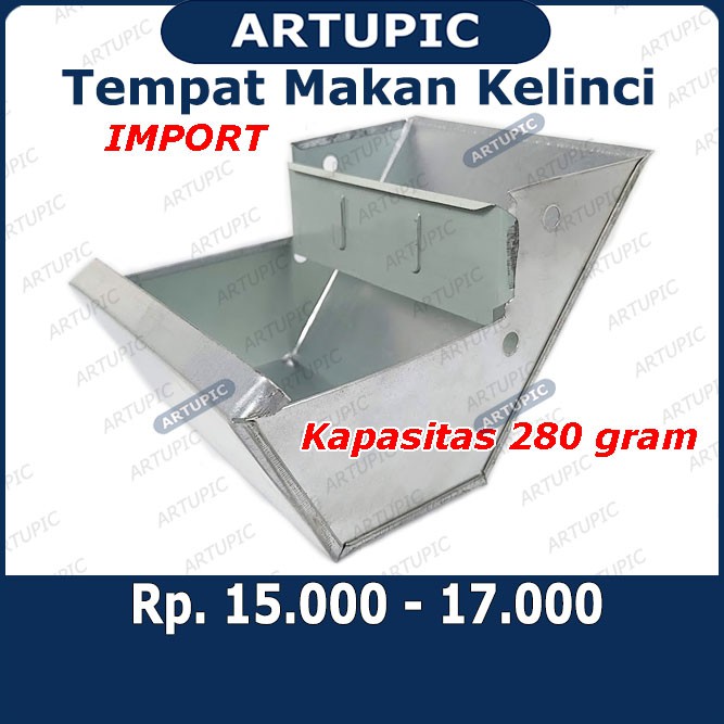 Tempat Makan kelinci IMPORT Galvanise Feeder Rabbit Mangkok Piring Tempat Pakan Kelinci Pet Bowl