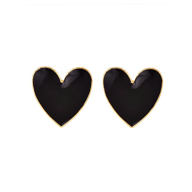 LRC Anting Tusuk Fashion Alloy Drop Oil Love Stud Earrings F7593X