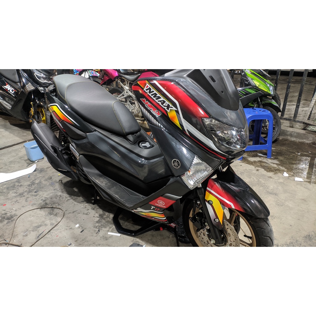 Stiker Nmax Decal Full Body Nmax Premium Black Stripes Glossy DNKZ
