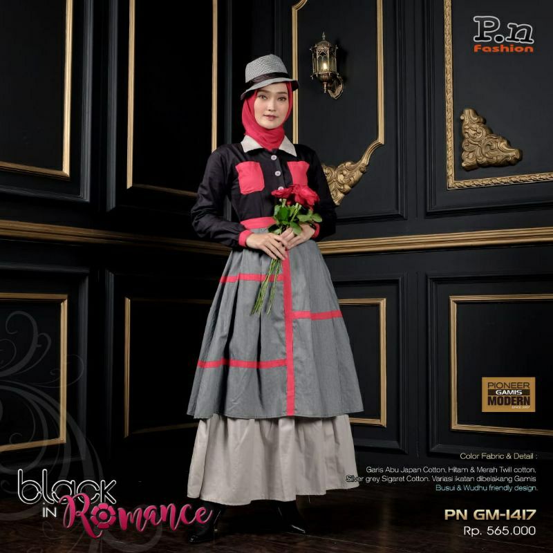 P.N Fashion GM-1417-01 Abu / Gamis P.N Fashion Terbaru Bulan September / Gamis Cewek Kekinian