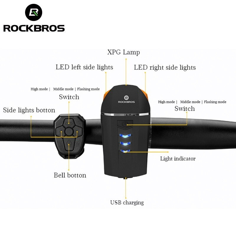 Rockbros QD450 Alarm Lampu Depan Sein Klakson Sepeda Wireless USB