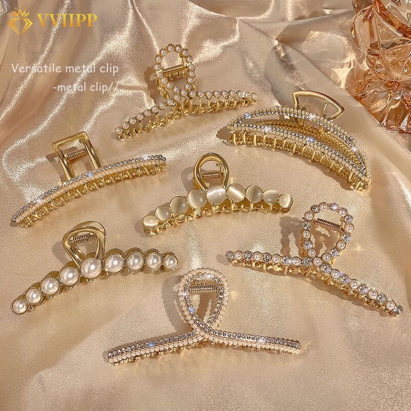 Jepit Rambut Bentuk Kupu-Kupu Bahan Metal Hias Kristal Mutiara Untuk Wanita Butterfly