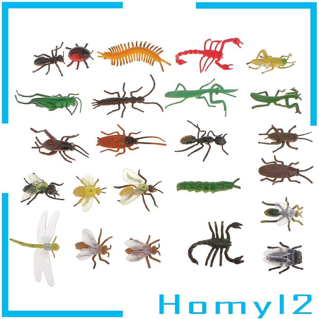 [HOMYL2] 24x Plastic Insect Model Ladybug Scorpion Bee Ant Bugs Kids Educational Toy