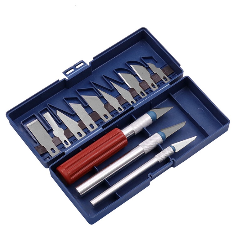 Pisau Sayat Bonsai Kelapa / Set Pisau Ukir Seni 13 in 1 Crafting Art Knife with 3 Handle