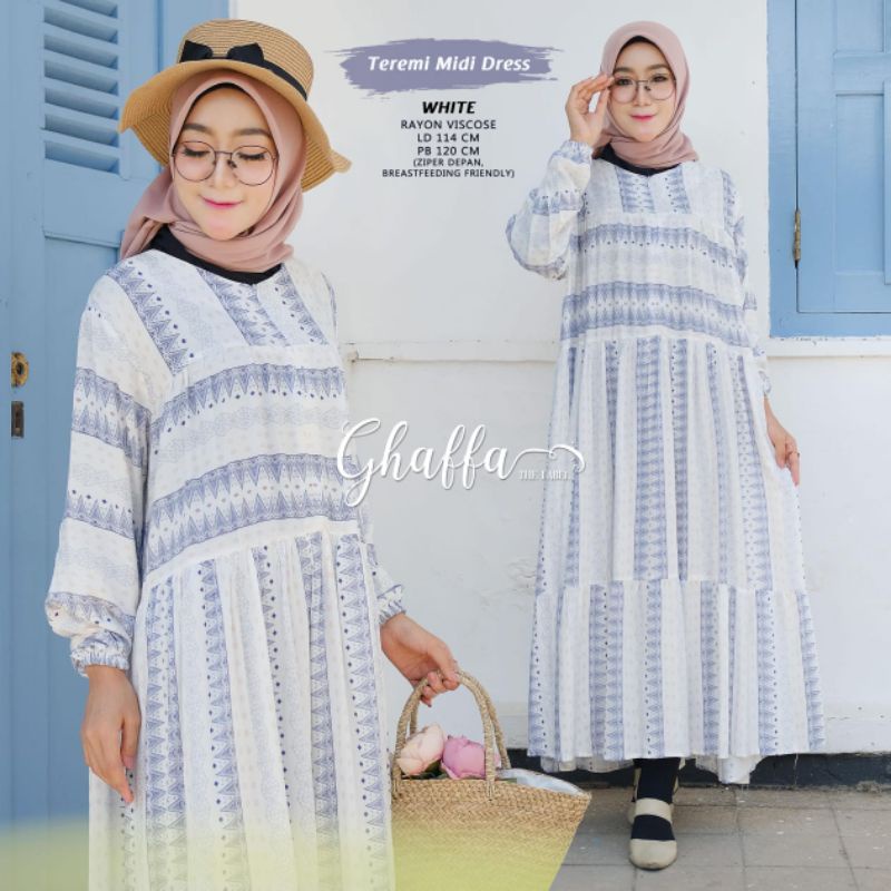 teremi midi dress katun rayon viscose by ghaffa