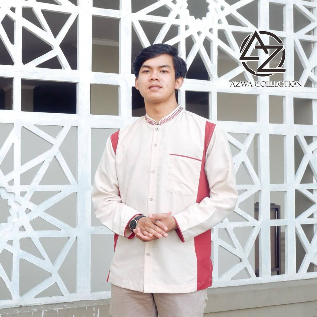 (COD) Baju Koko Dewasa Lengan Panjang Polos Bahan Katun Baju Koko Terbaru 2021 Kemko Rabbani