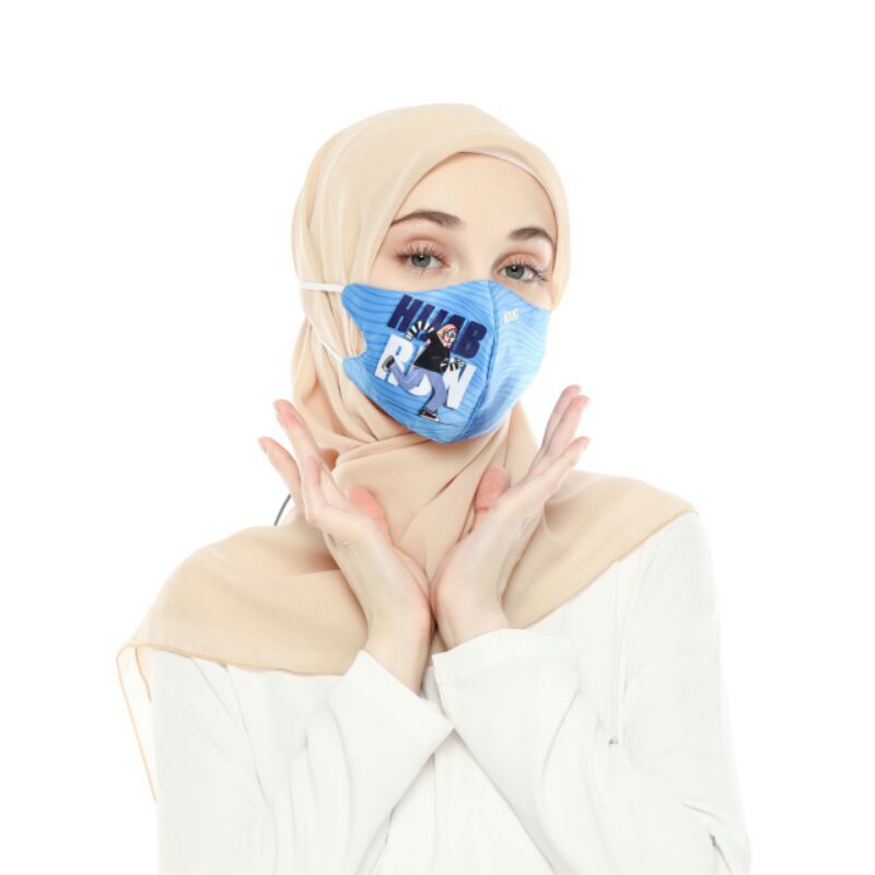 Masker duckbill Overlimit Hijab Run masker Kain Pria Wanita Cowok Cewek Tali Karet Elastis 3 PLY