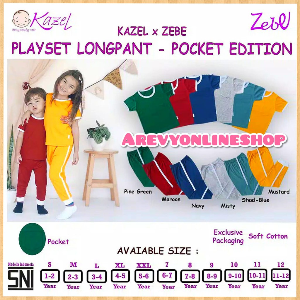 Kazel x Zebe Setelan Playset Longpants 1-6 Tahun