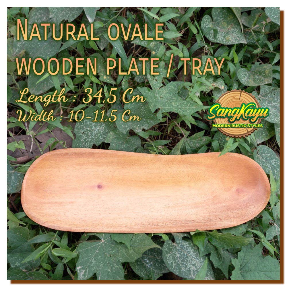 Nampan kayu oval Wooden tray plate piring kayu serving serving tray