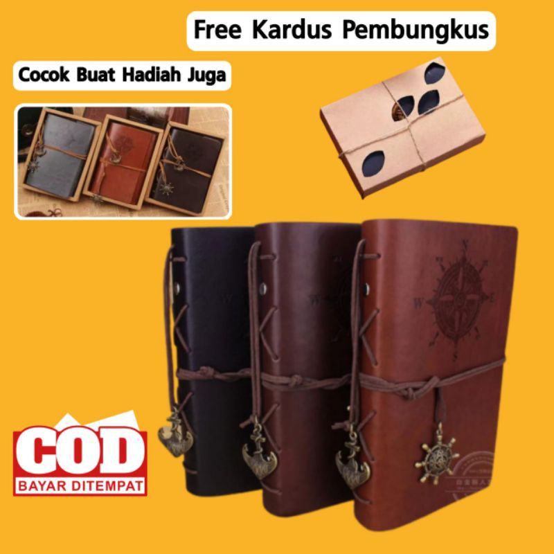 

Buku Catatan Binder Kulit Retro Compass Kertas A5 - Notes Buku Catatan